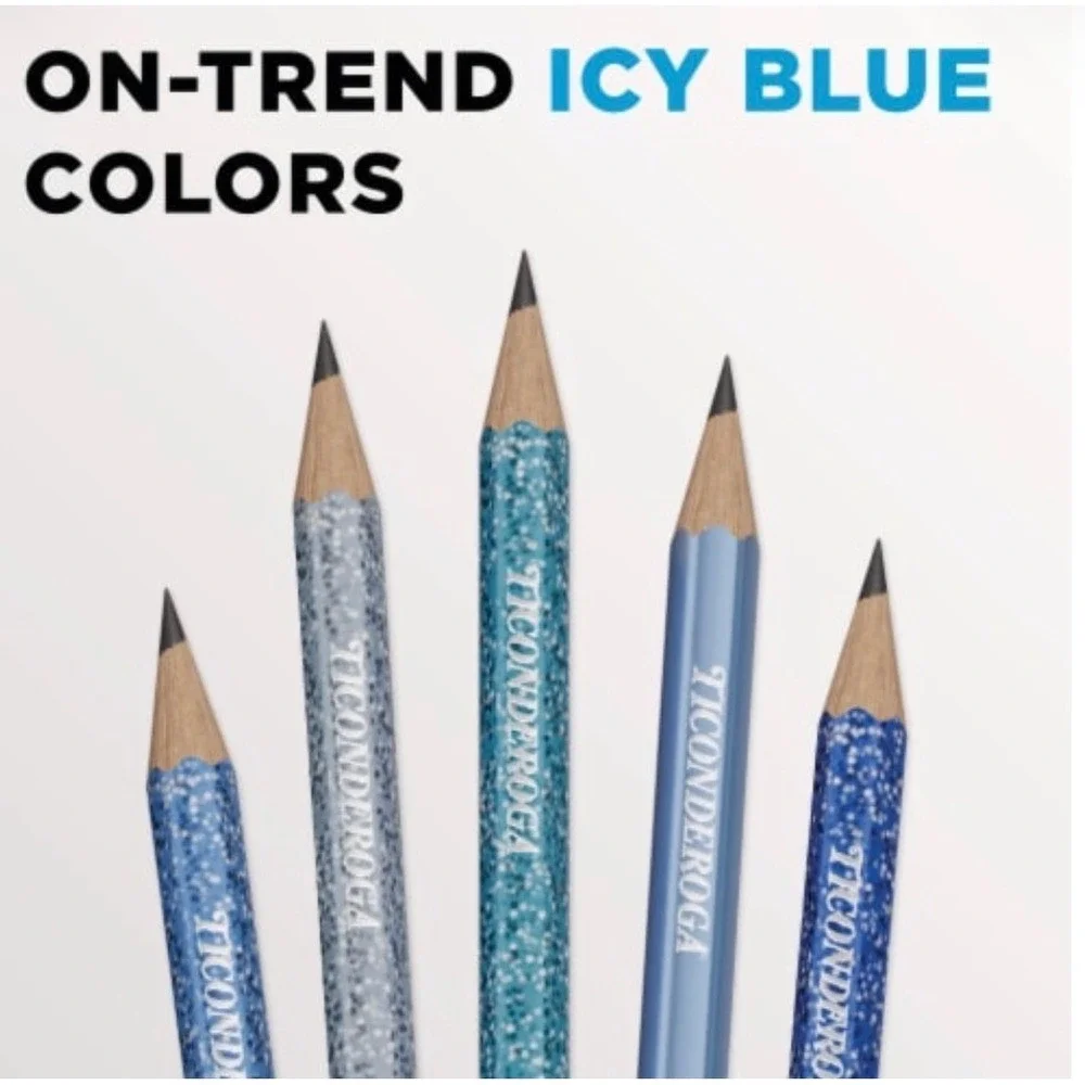 Ticonderoga Arctic Blues Pencils 10ct & LoveShackFancy Yoobi Bow Erasers Bundle